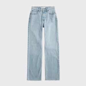 Abercrombie & Fitch Curve Love High Rise 90s Relaxed Jean Light With Raw Hem
